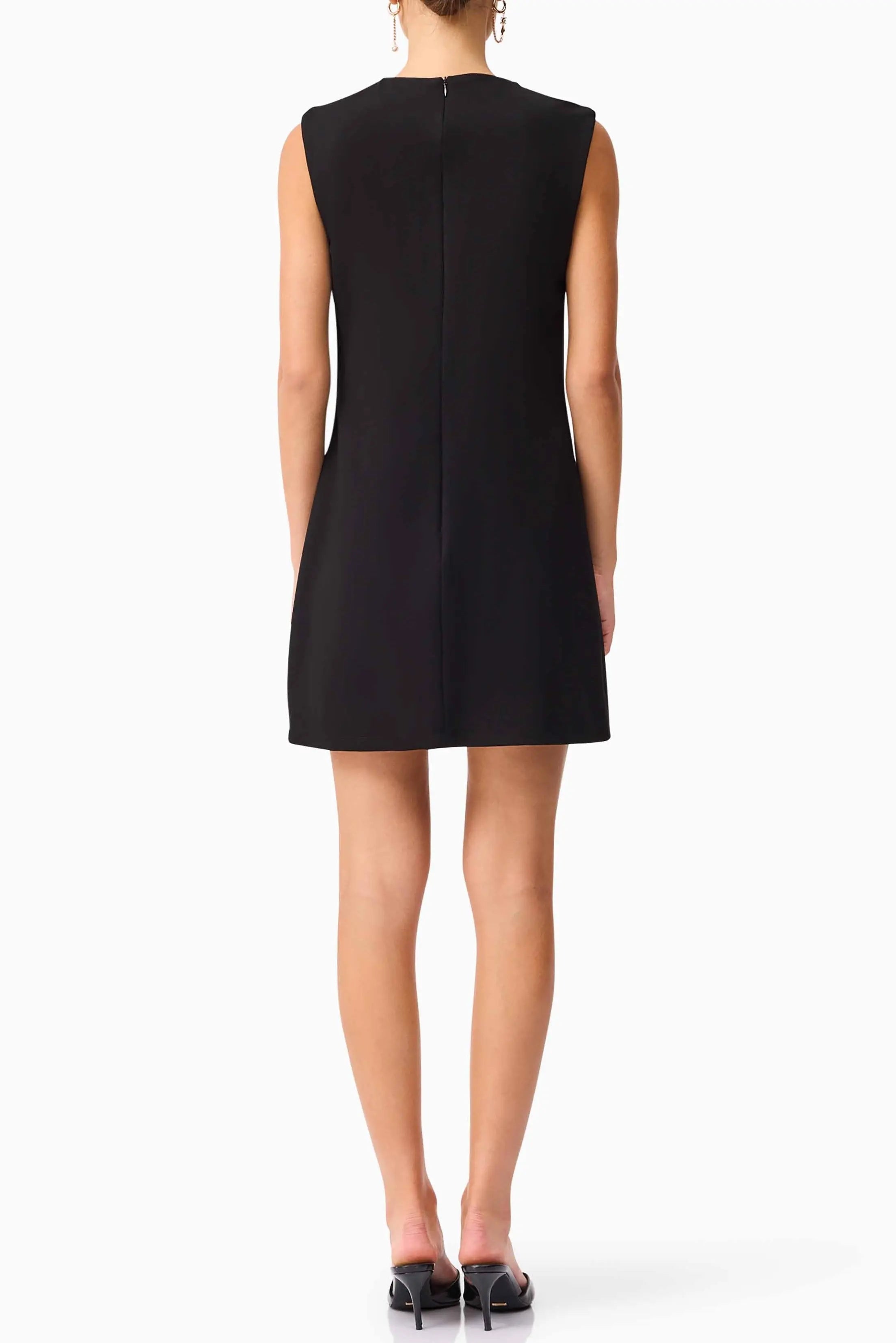 3D Flower Embellished Mini Dress in Black