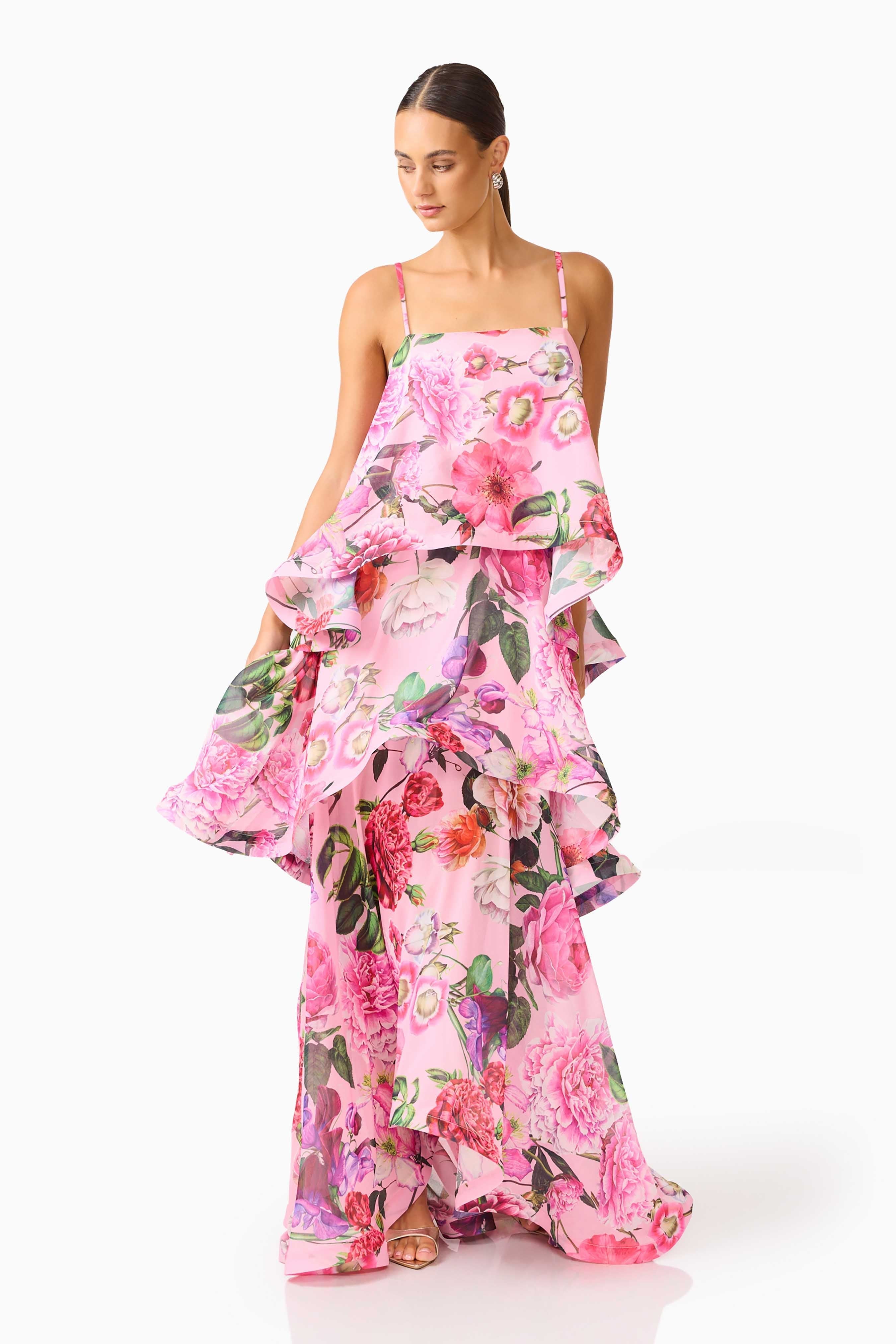 Maxi Dress In Pink Floral