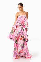 Maxi Dress In Pink Floral