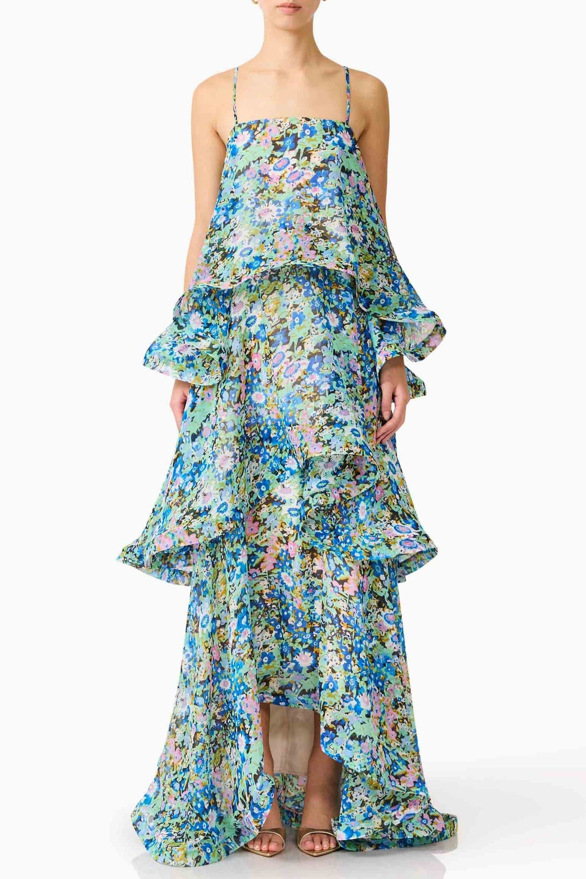 Maxi Dress In Green Floral