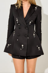Crystal Embellished Blazer in Black