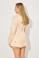 Crystal Embellished Blazer in Apricot