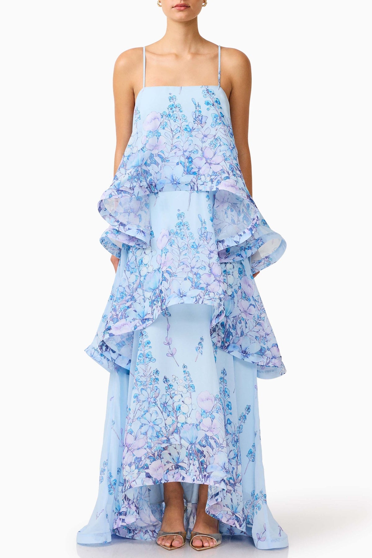 Maxi Dress In Baby Blue Floral