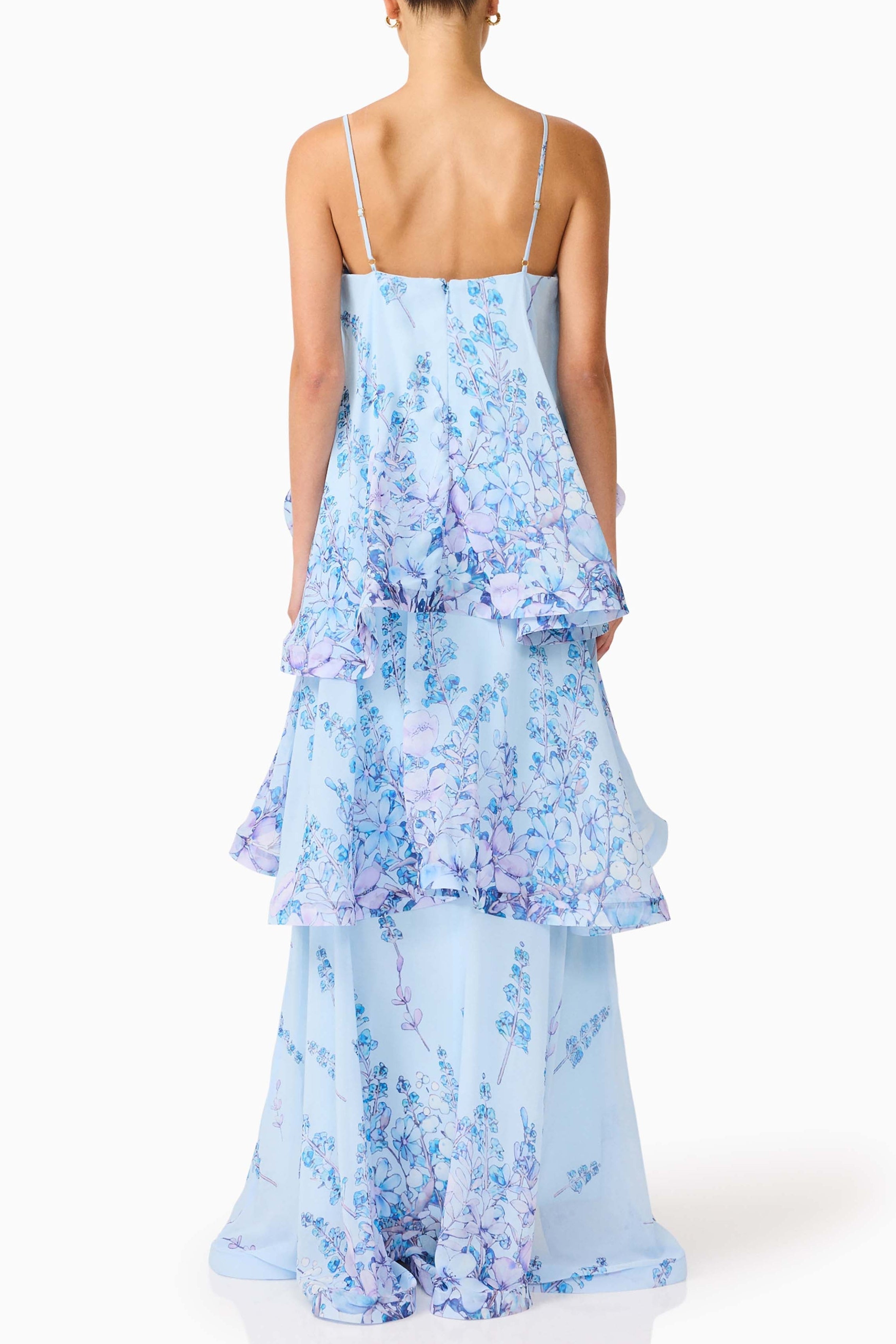 Maxi Dress In Baby Blue Floral