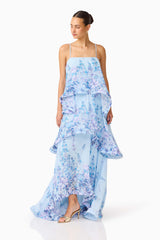 Maxi Dress In Baby Blue Floral