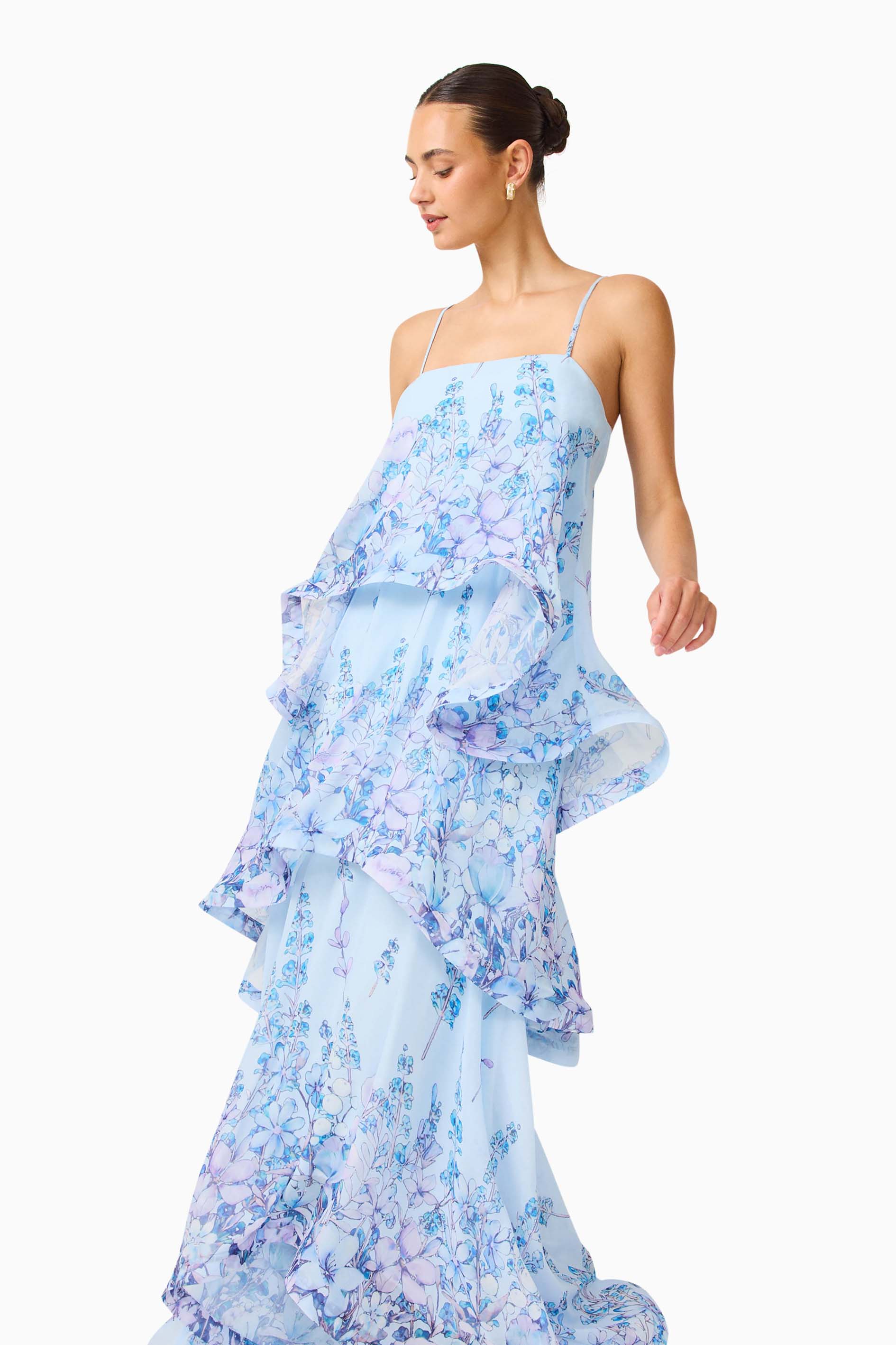 Maxi Dress In Baby Blue Floral