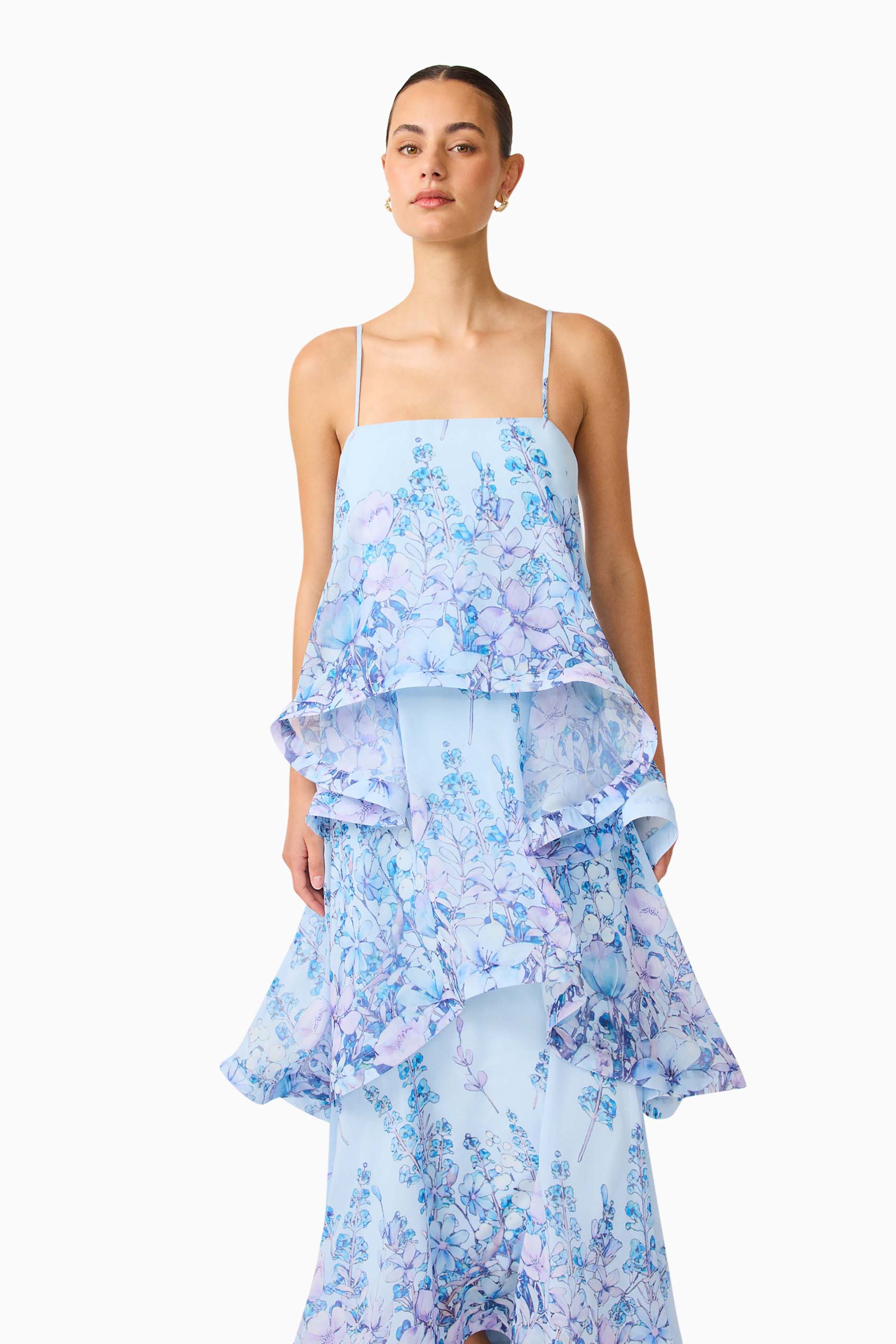 Maxi Dress In Baby Blue Floral