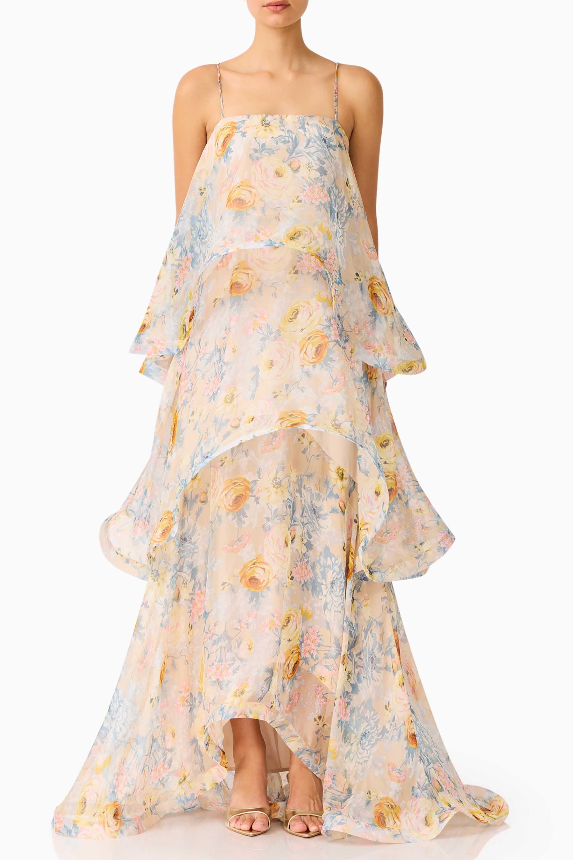 Maxi Dress In Yellow Floral