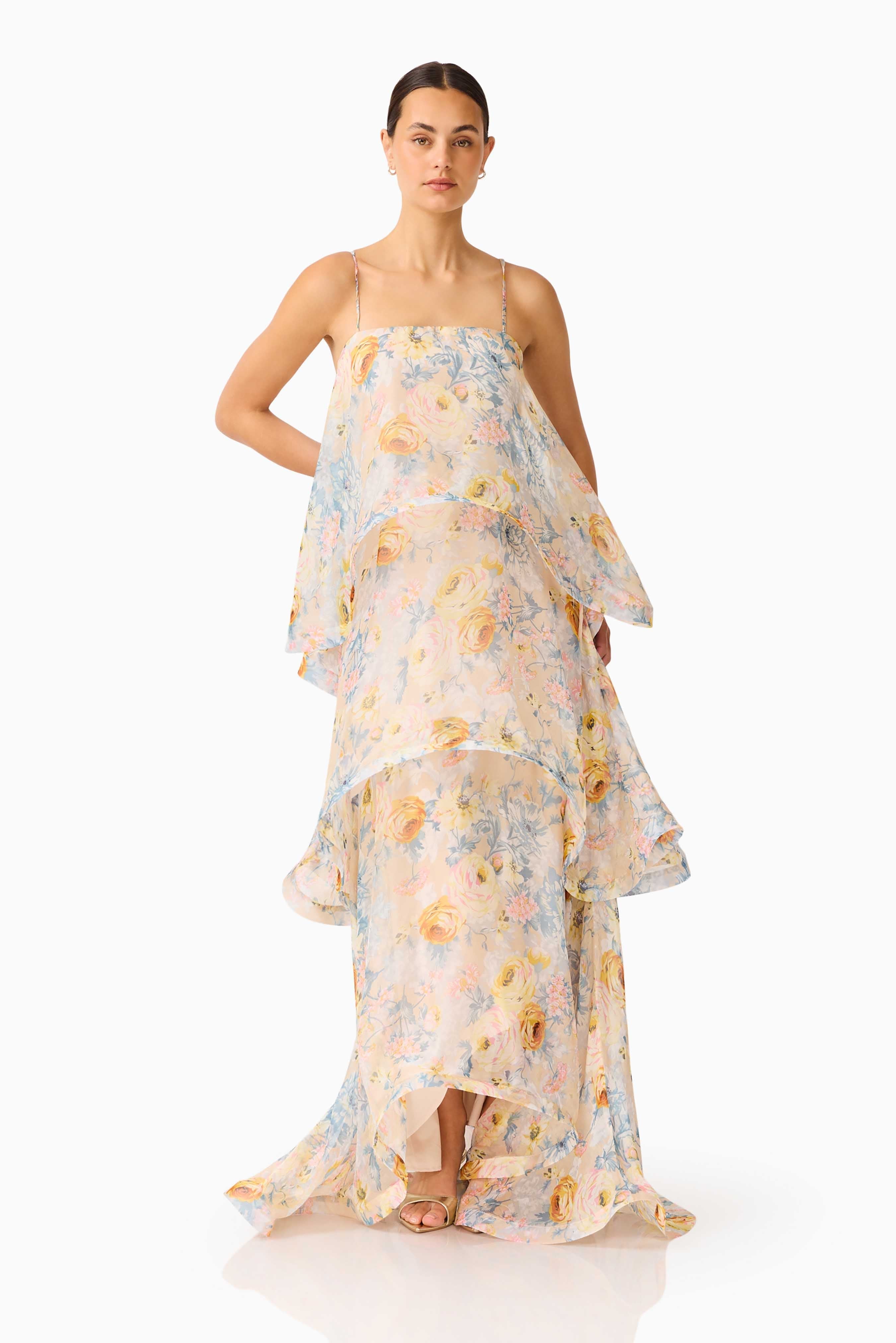 Maxi Dress In Yellow Floral
