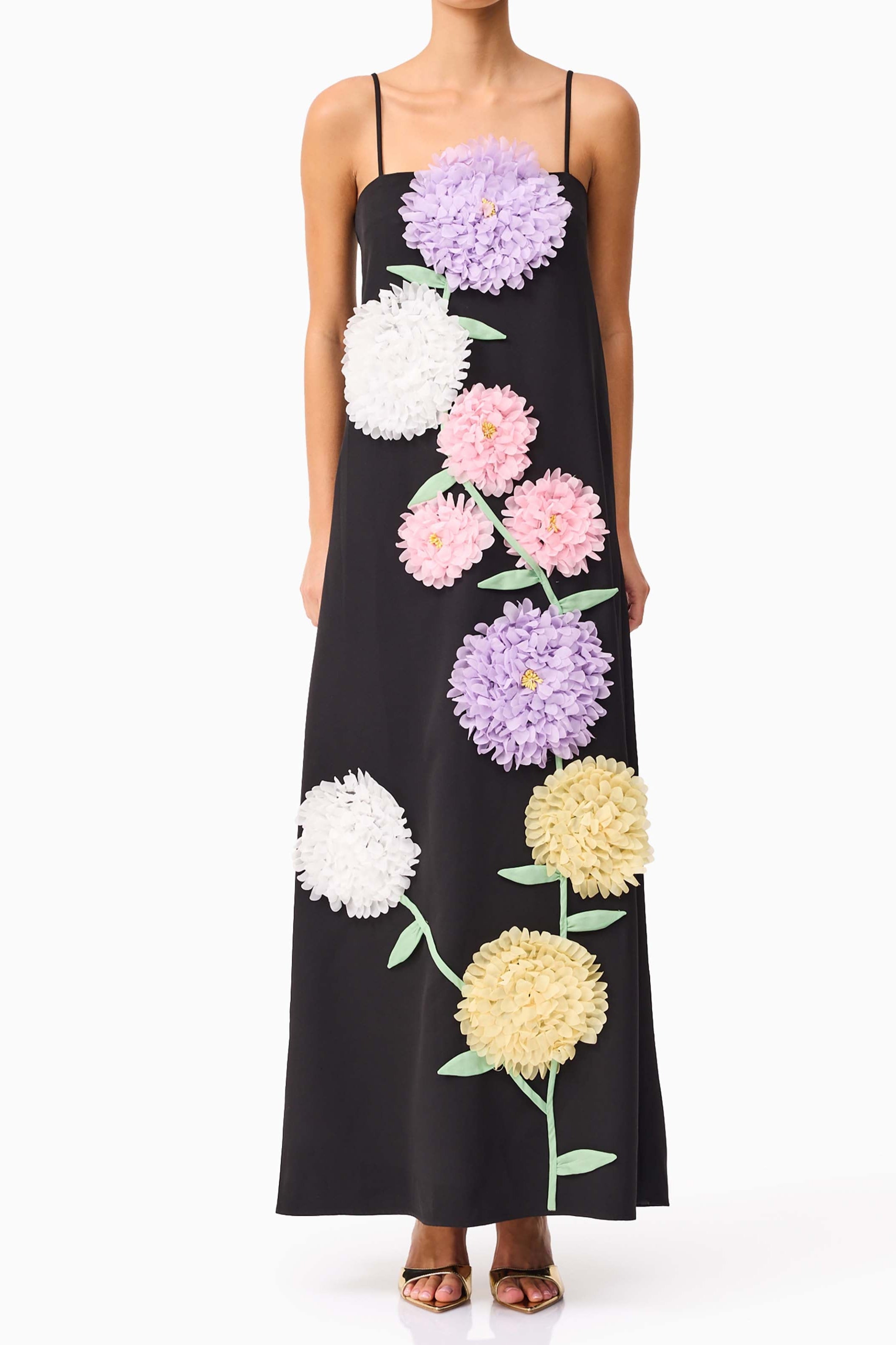Embroidered Maxi Dress in Black