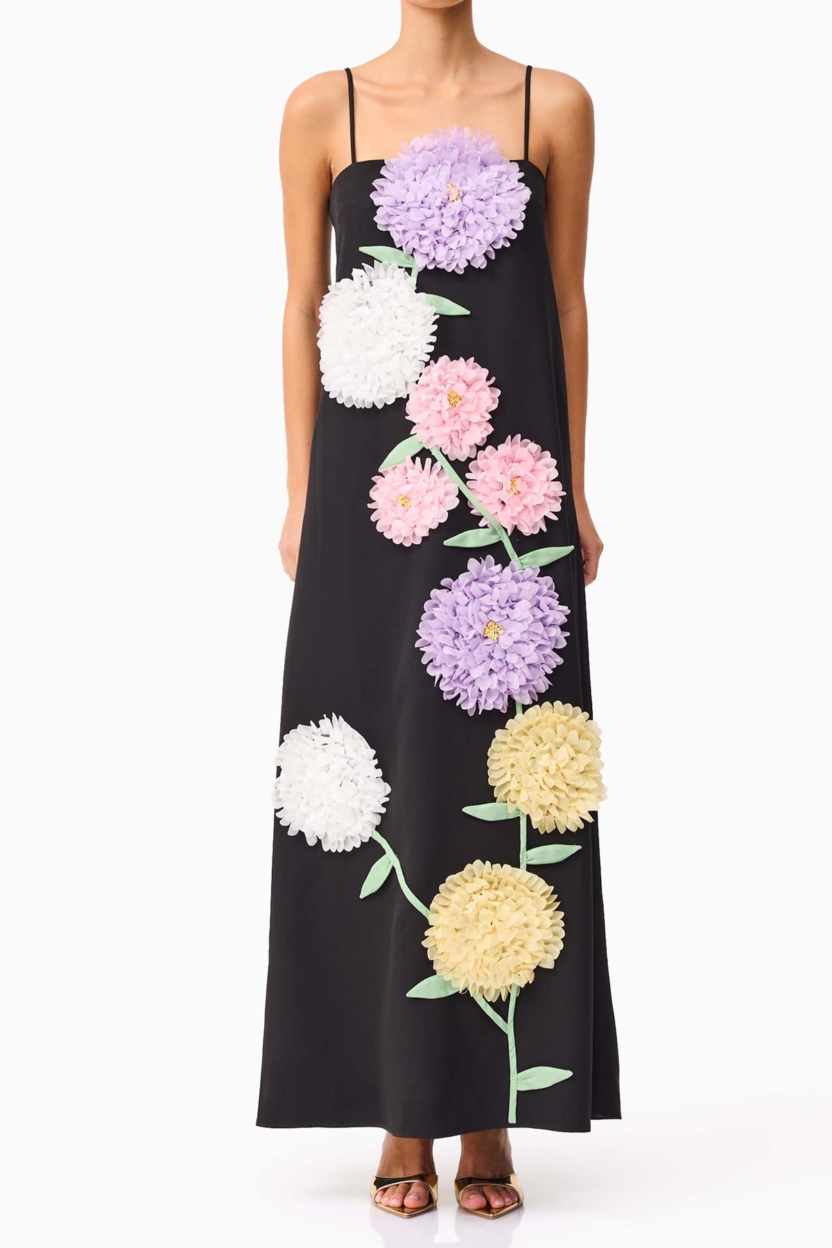 Embroidered Maxi Dress in Black