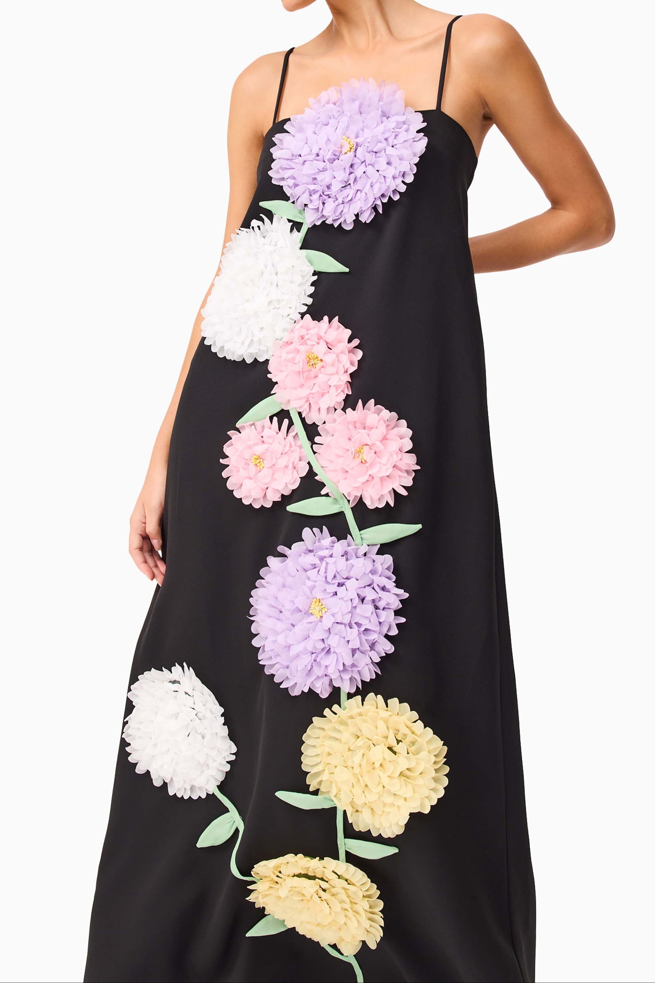 Embroidered Maxi Dress in Black