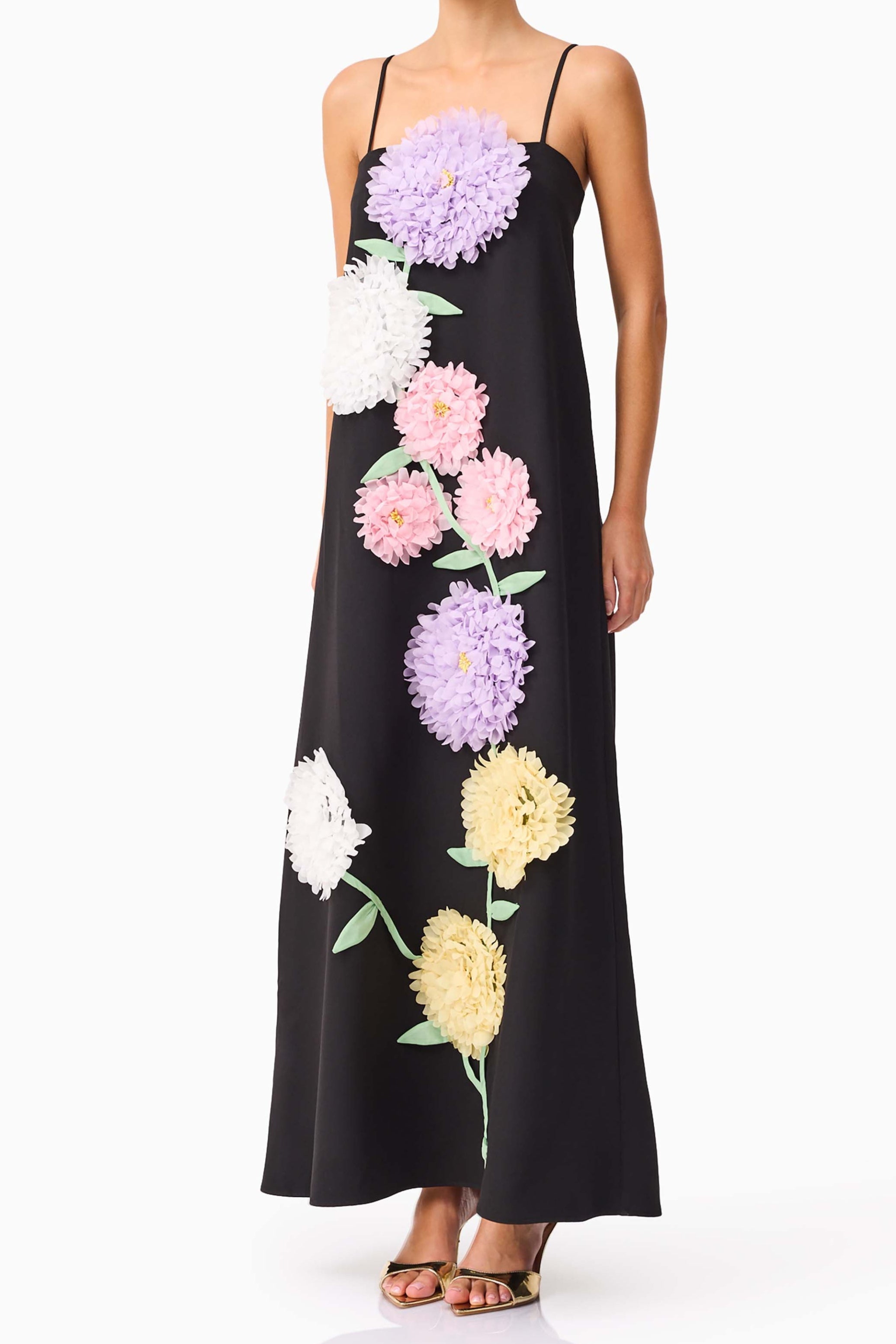Embroidered Maxi Dress in Black