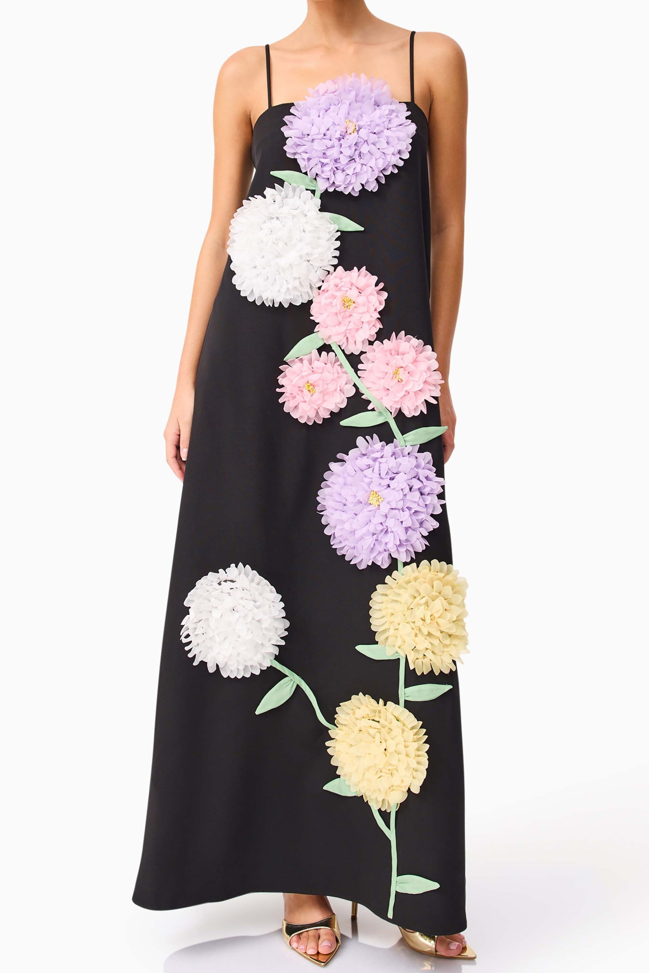 Embroidered Maxi Dress in Black