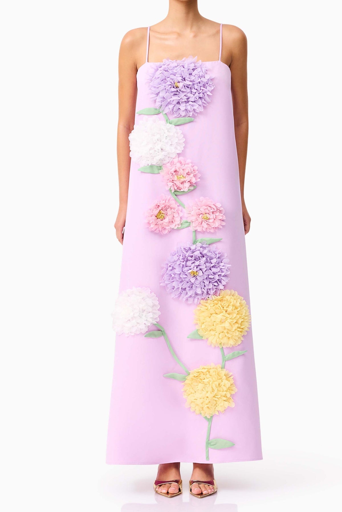 Embroidered Maxi Dress in Purple