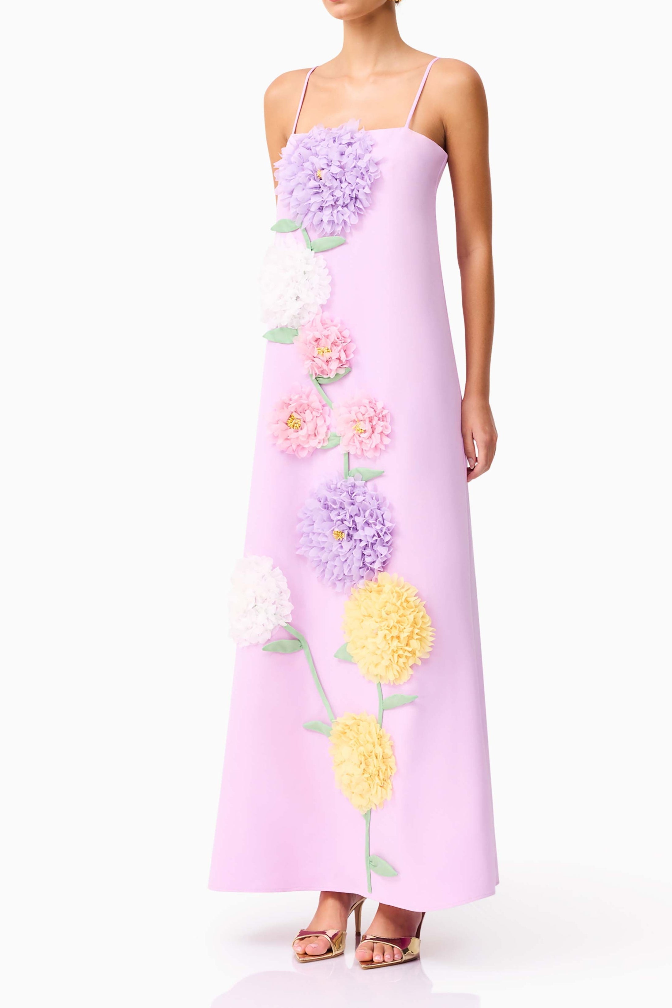 Embroidered Maxi Dress in Purple
