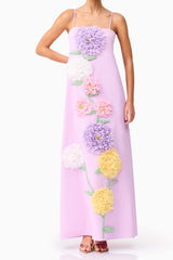 Embroidered Maxi Dress in Purple