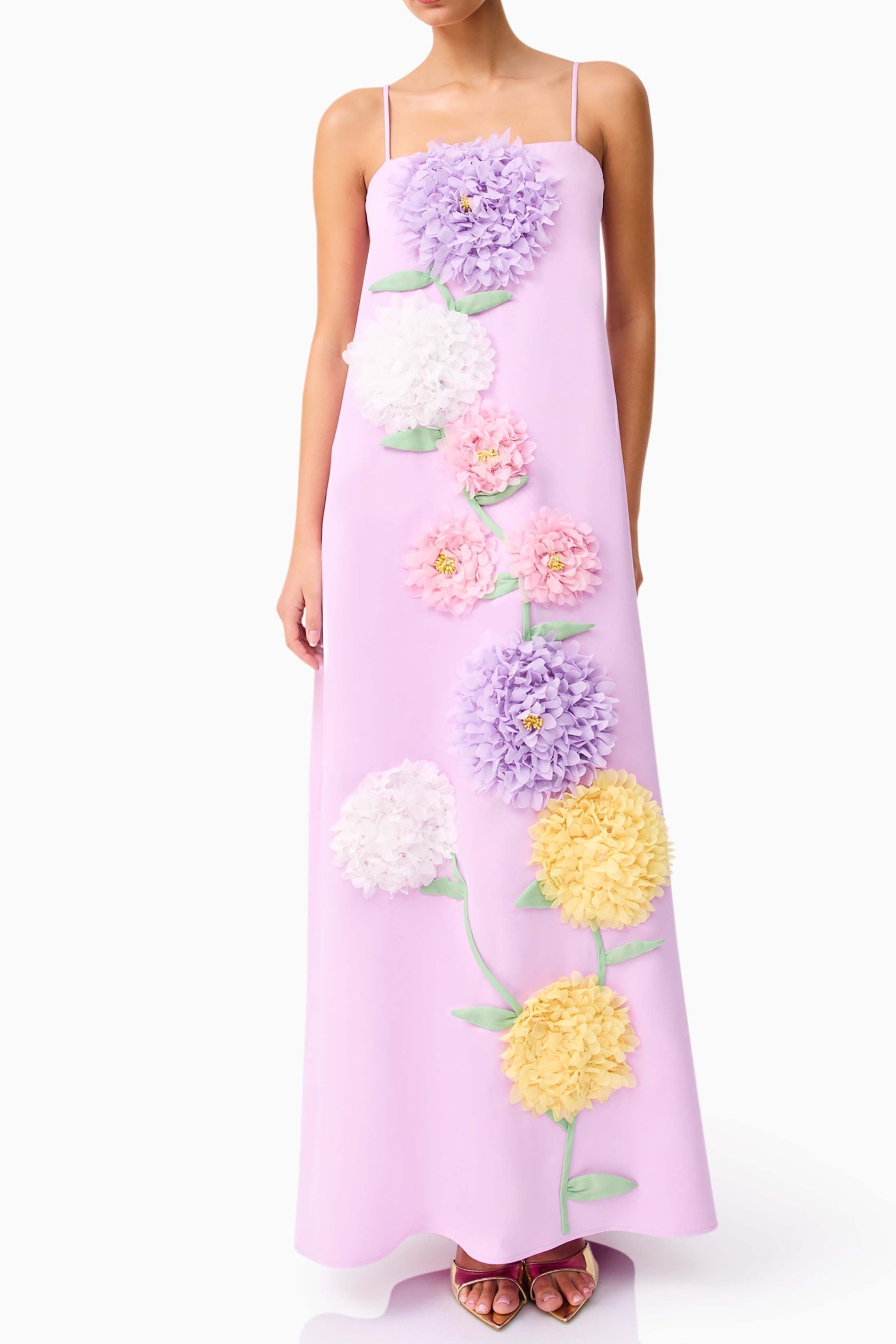 Embroidered Maxi Dress in Purple