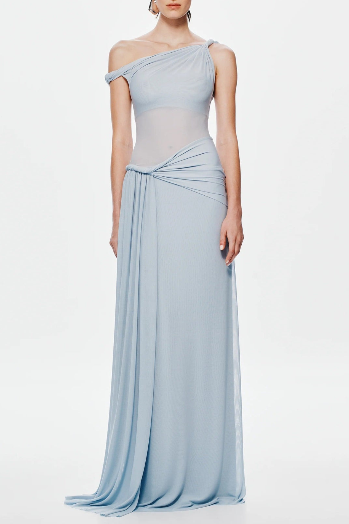 Off Shoulder Twist Maxi Dress - Blue