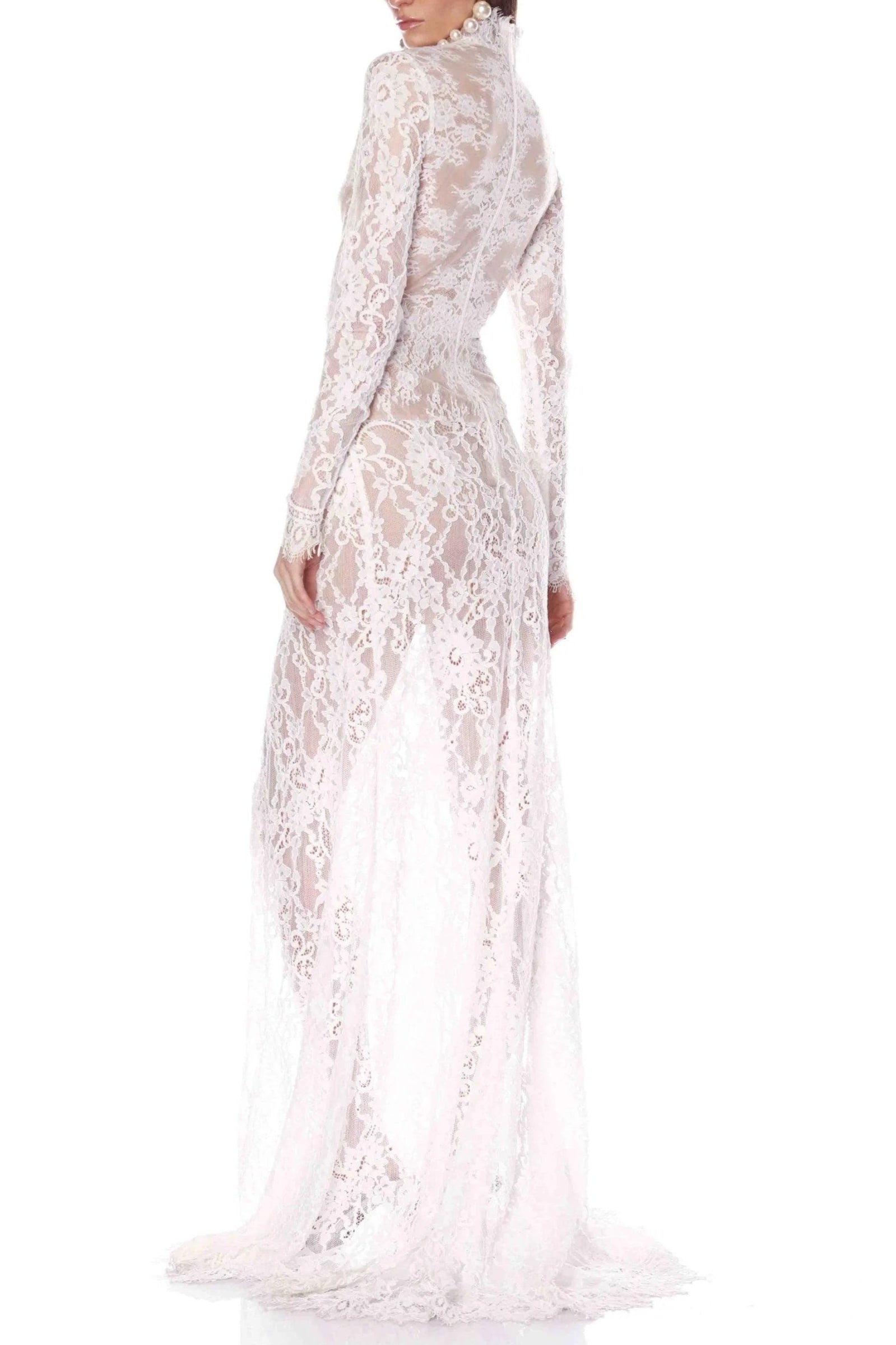 Lace Cutout Maxi Dress - White