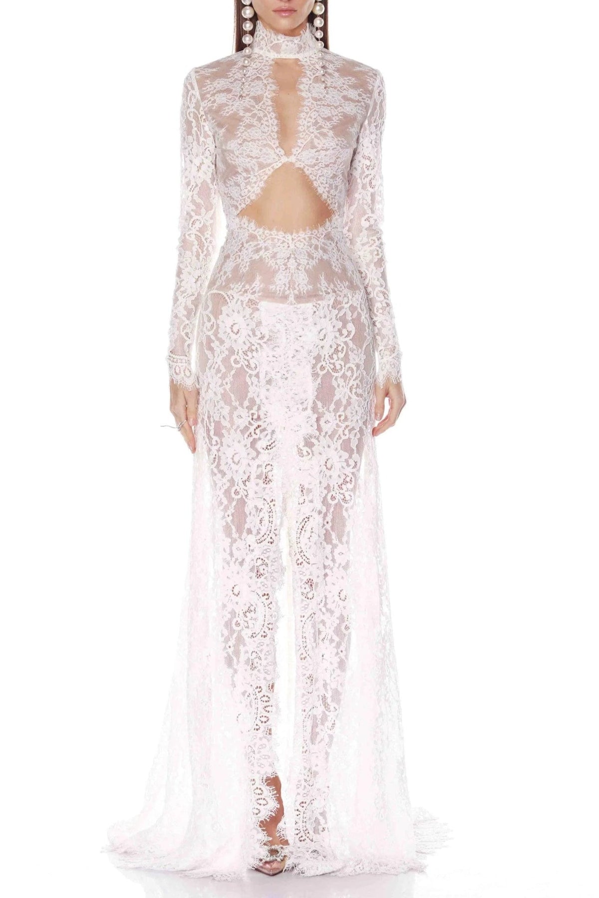 Lace Cutout Maxi Dress - White