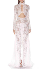 Lace Cutout Maxi Dress - White