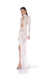 Lace Cutout Maxi Dress - White