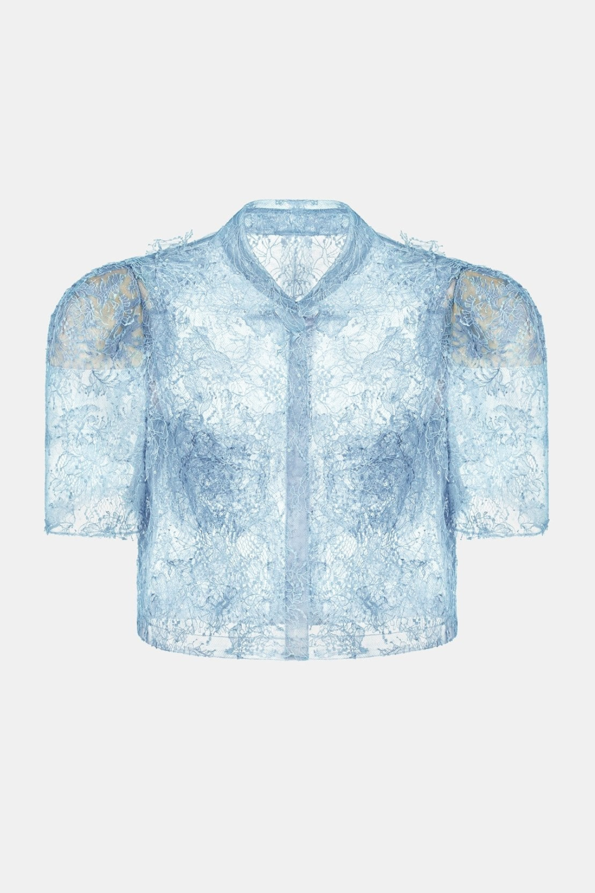 Lace Top & Mini Skirt Set - Blue