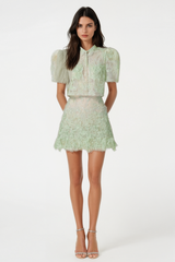 Lace Top & Mini Skirt Set - Green