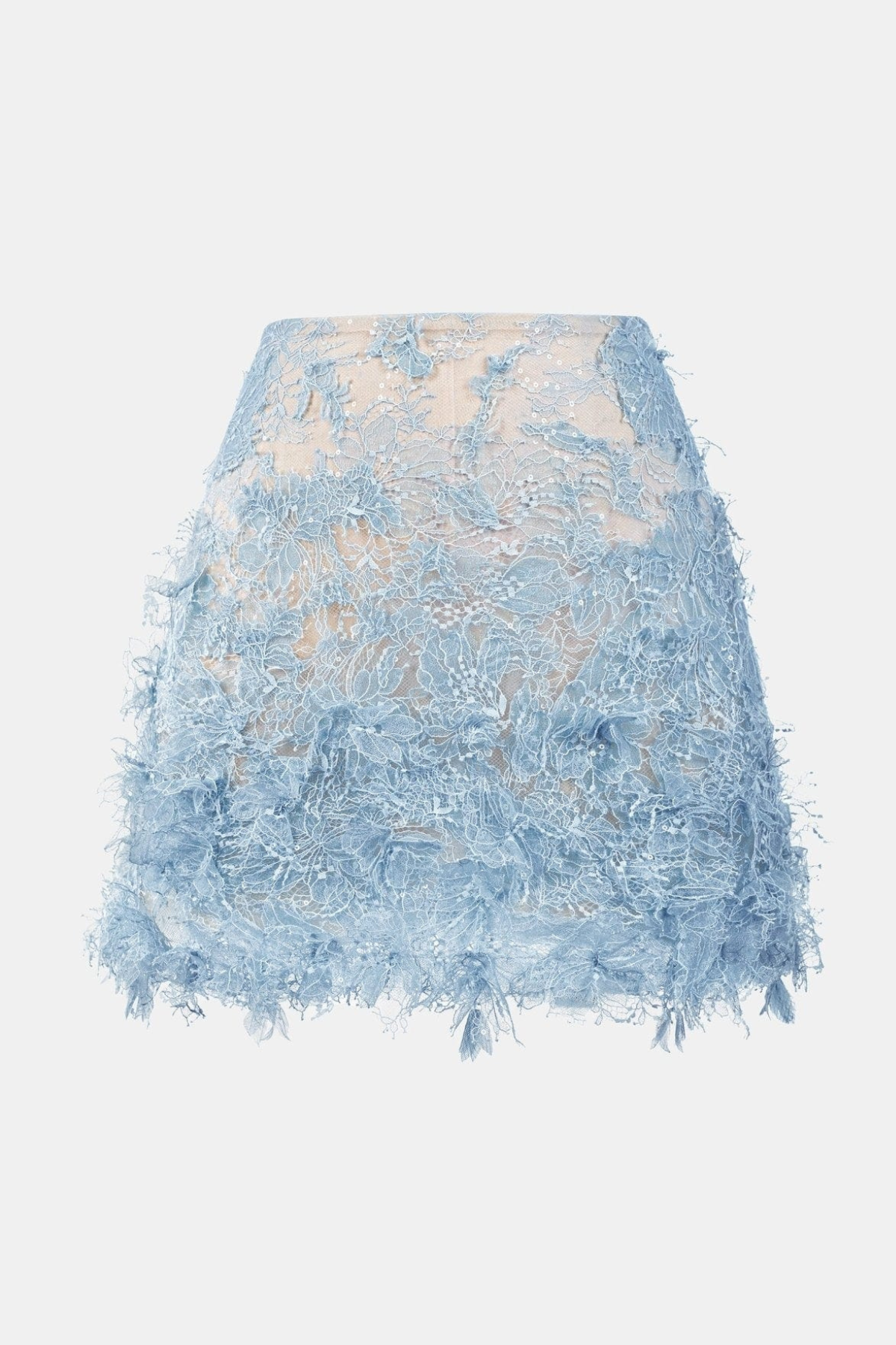 Lace Top & Mini Skirt Set - Blue