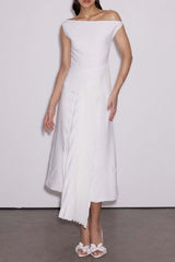 Emanuele One Shoulder Ruch Midi Dress