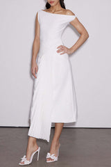 Emanuele One Shoulder Ruch Midi Dress