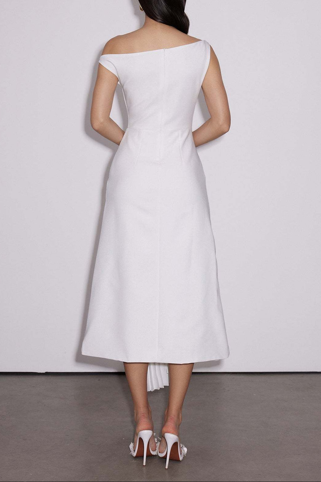 Emanuele One Shoulder Ruch Midi Dress