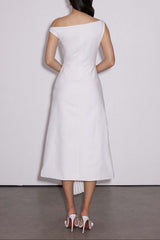 Emanuele One Shoulder Ruch Midi Dress