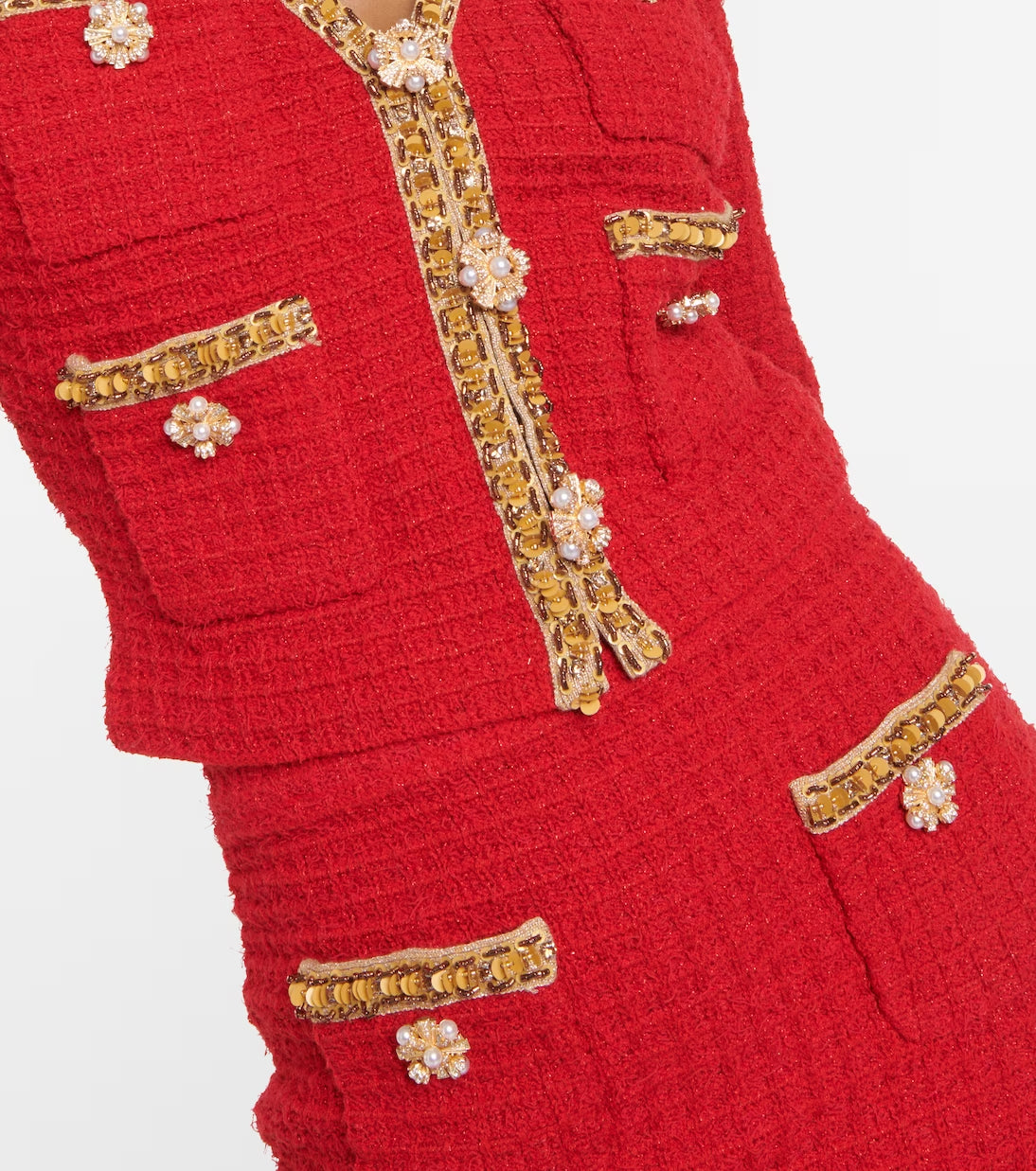 Red Knit V-Neck Cardigan