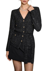 Emilia Sequin Embellished Cardigan - Black