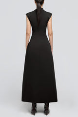 Symmetric Drapes Midi Dress - Black