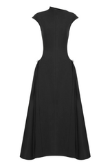 Symmetric Drapes Midi Dress - Black