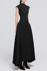 Symmetric Drapes Midi Dress - Black