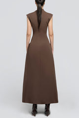 Symmetric Drapes Midi Dress - Brown