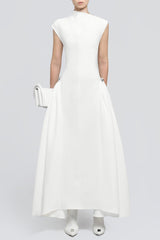 Symmetric Drapes Midi Dress - White