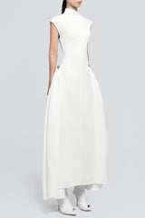 Symmetric Drapes Midi Dress - White