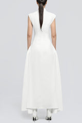 Symmetric Drapes Midi Dress - White