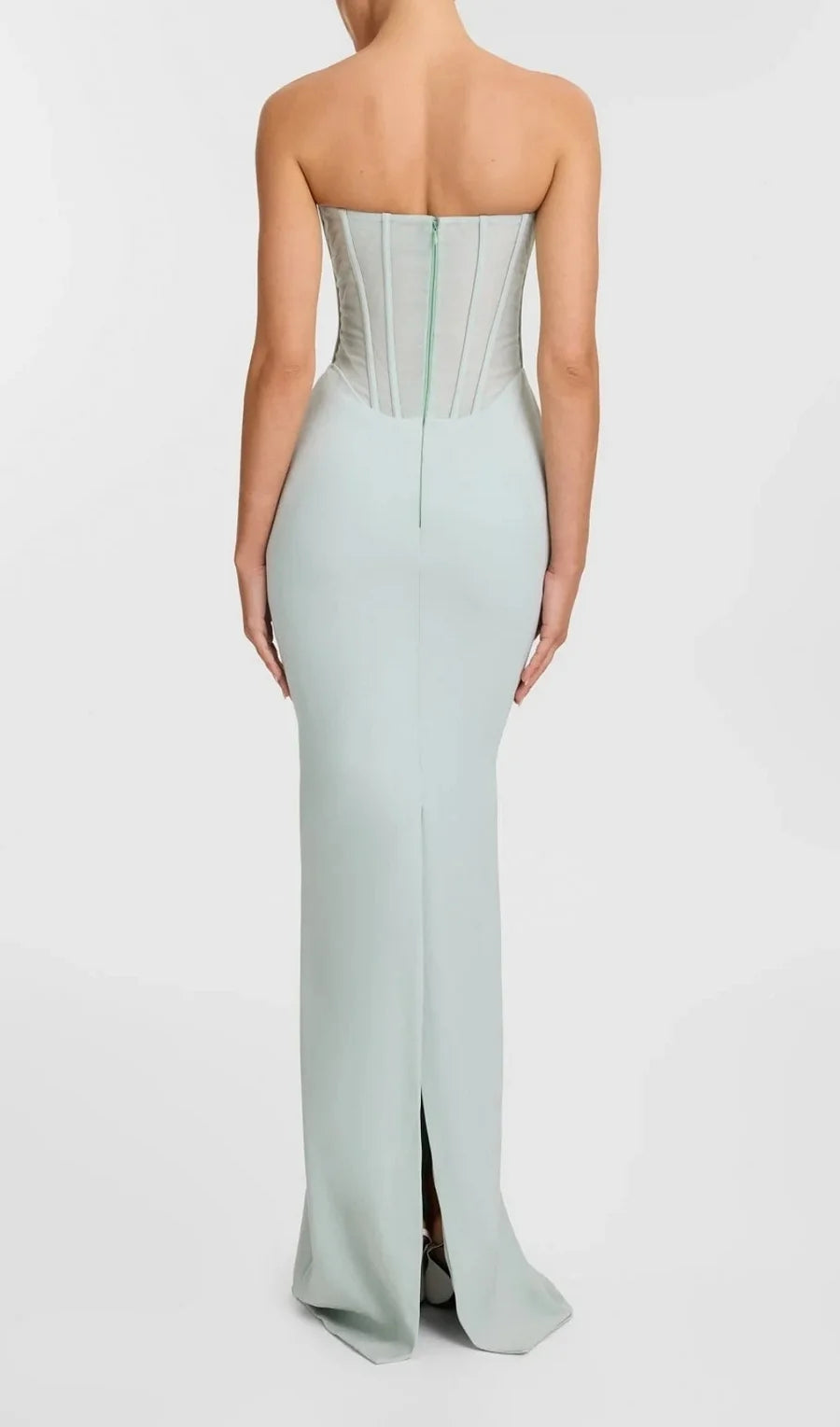 Mesh Scarf Corset Maxi Dress