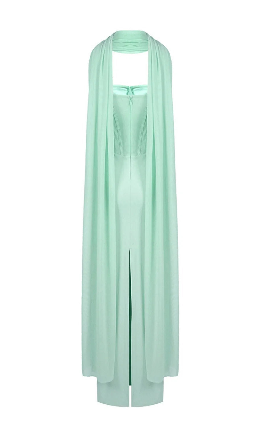 Mesh Scarf Corset Maxi Dress