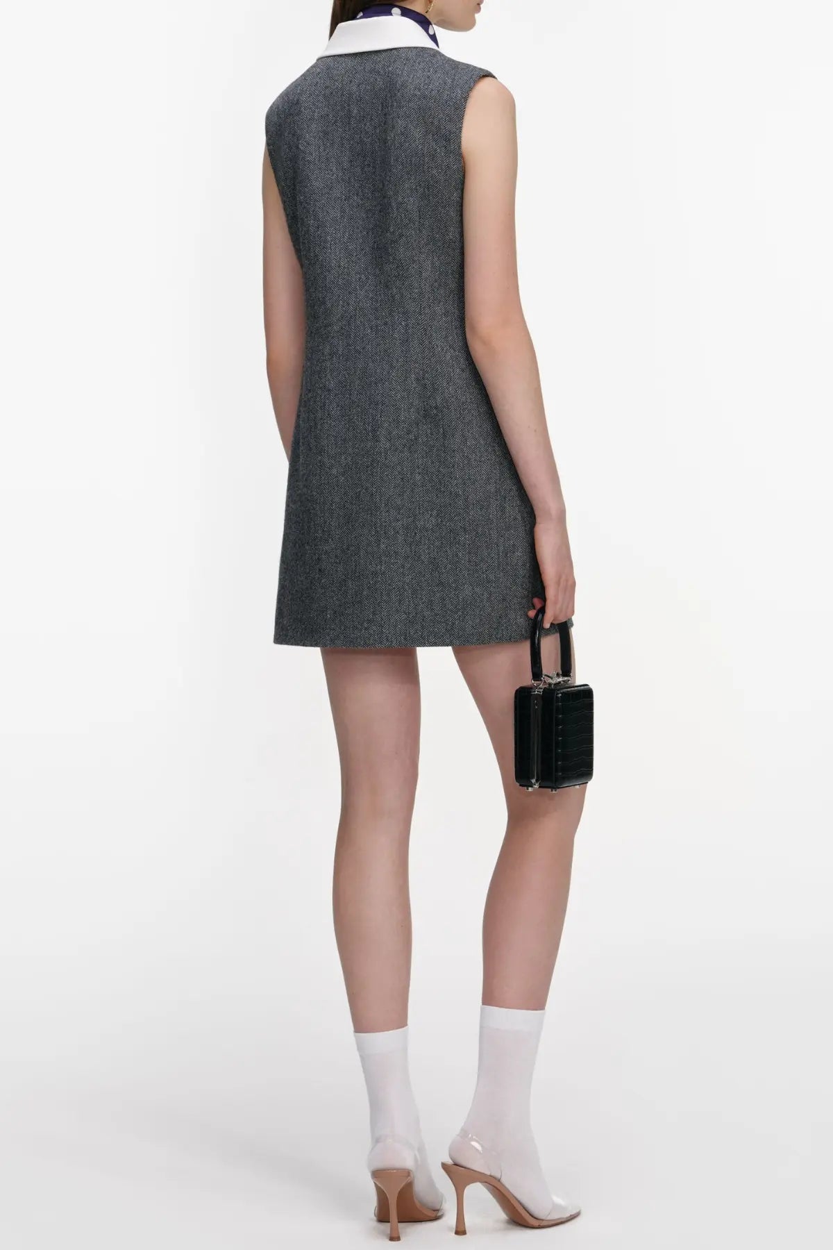 Herringbone Scarf Sleeveless Mini Dress