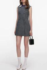 Herringbone Scarf Sleeveless Mini Dress