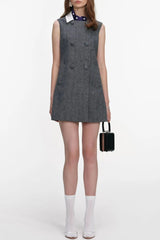 Herringbone Scarf Sleeveless Mini Dress