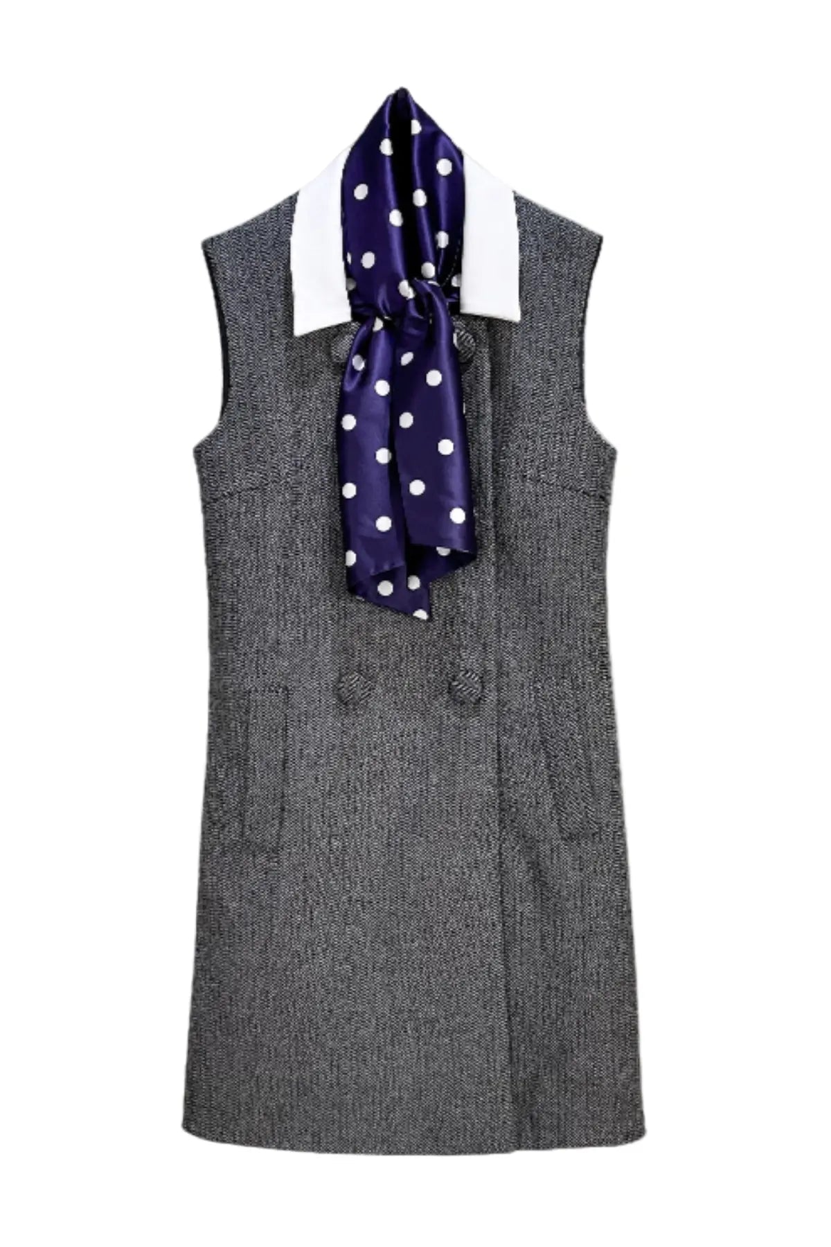 Herringbone Scarf Sleeveless Mini Dress