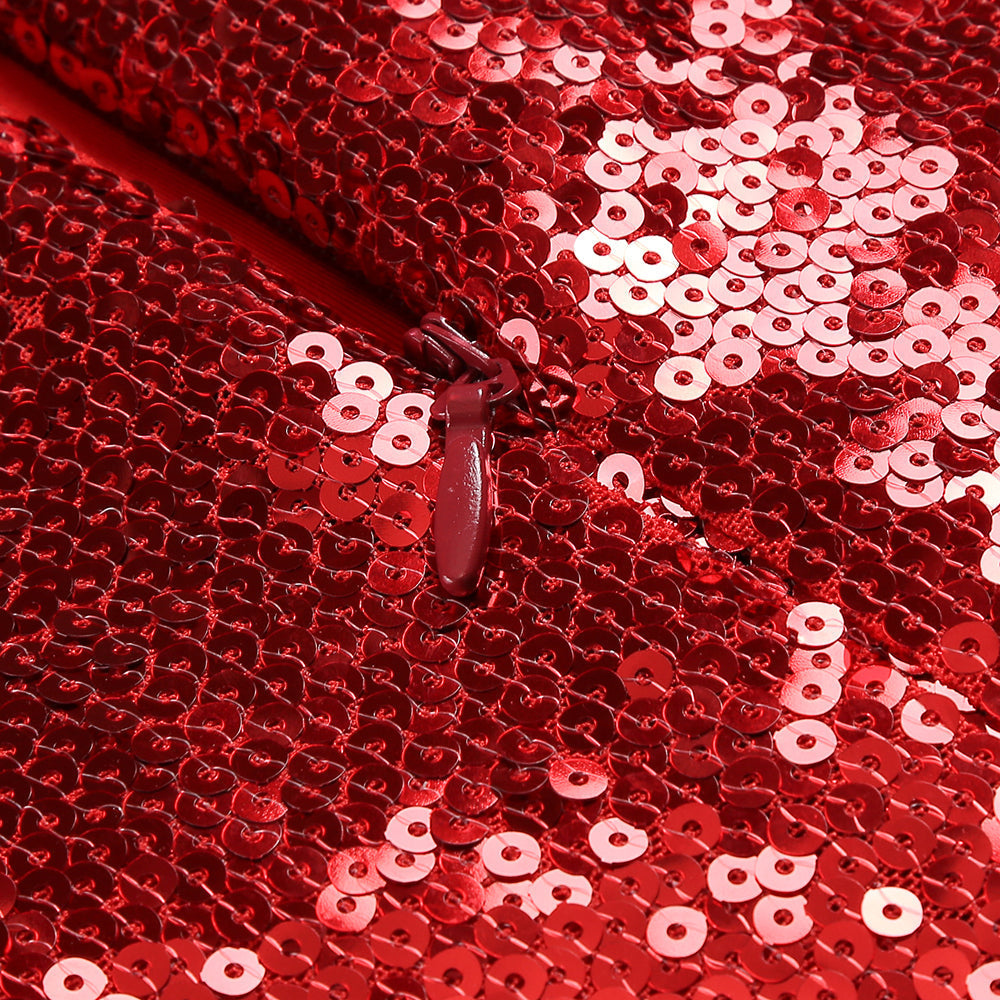 Red Floral Embellished Seed Mini Dress